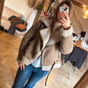 Women's Tan Shearling Jacket